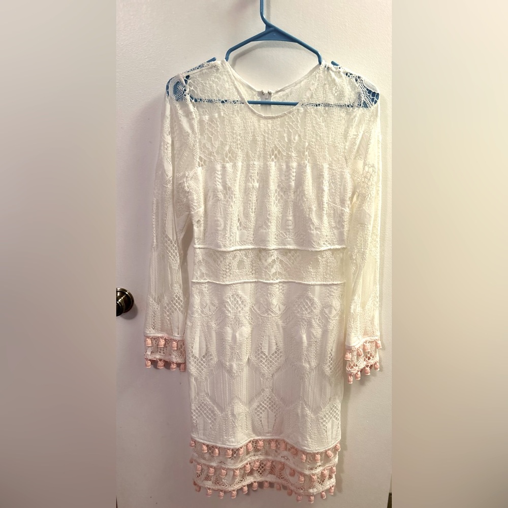 VENUS White Crochet Dress, Size 8